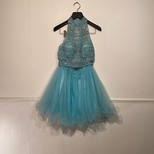 Let’s Aqua Size Medium Short Two Piece Prom Dress